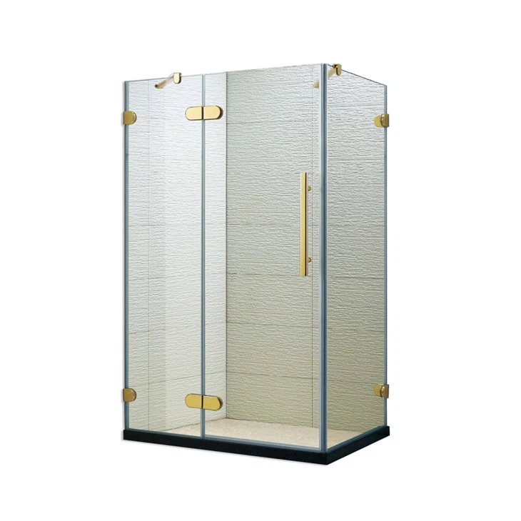 Duschtürglas mit goldenem Griff